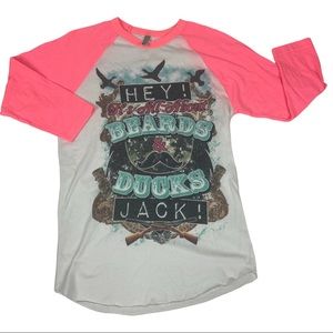 The 50 50 shirt American Apparel Neon Pink 3/4 Sleeve Size Small